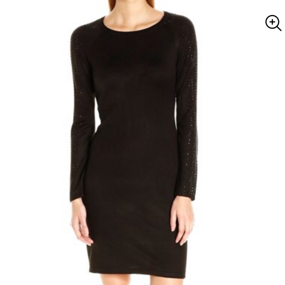 Calvin Klein Black Embellished Sweater Dress Sz M